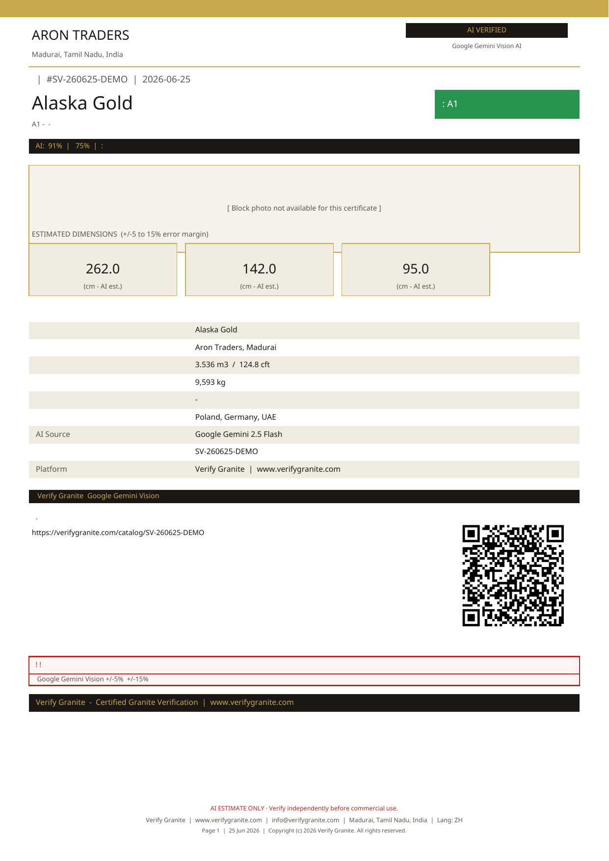 Chinese granite certificate